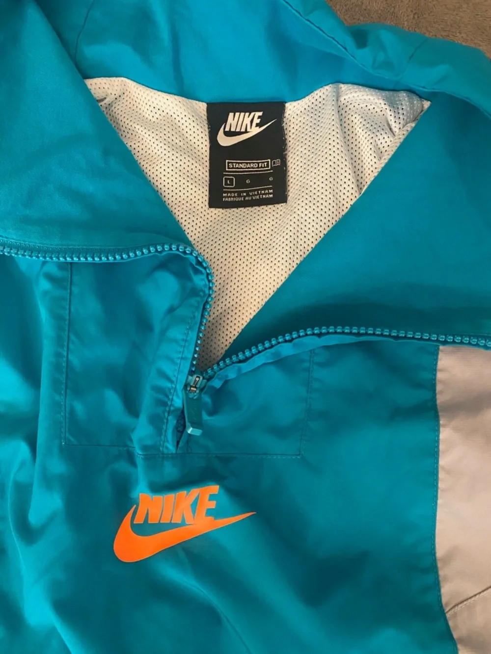 Nike Orange Logo Tee with Teal and Gray Windbreaker Set - Picture 3 of 9